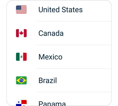 Yingyan connect step 2, choose VPN server location